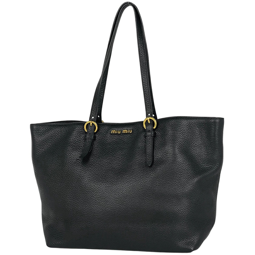 Miu Miu Tote Bag Shoulder Leather Black